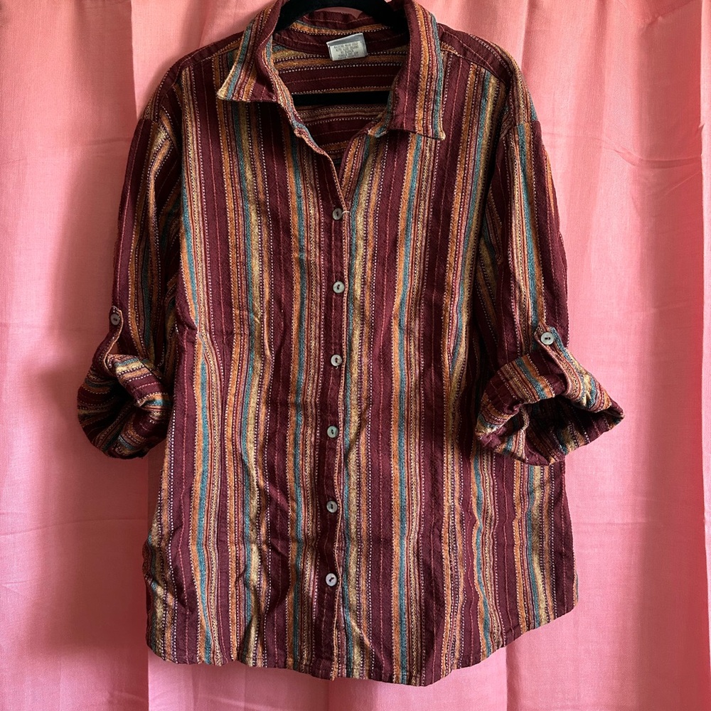 Striped Multicolor Women's Button Down Shirt